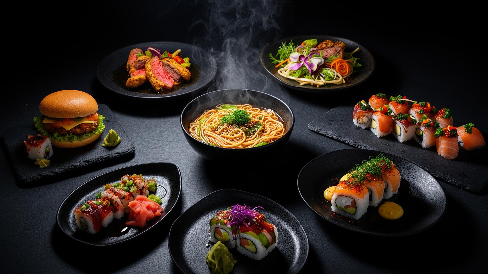 Vibrant plated dishes representing AI-powered food recommendations